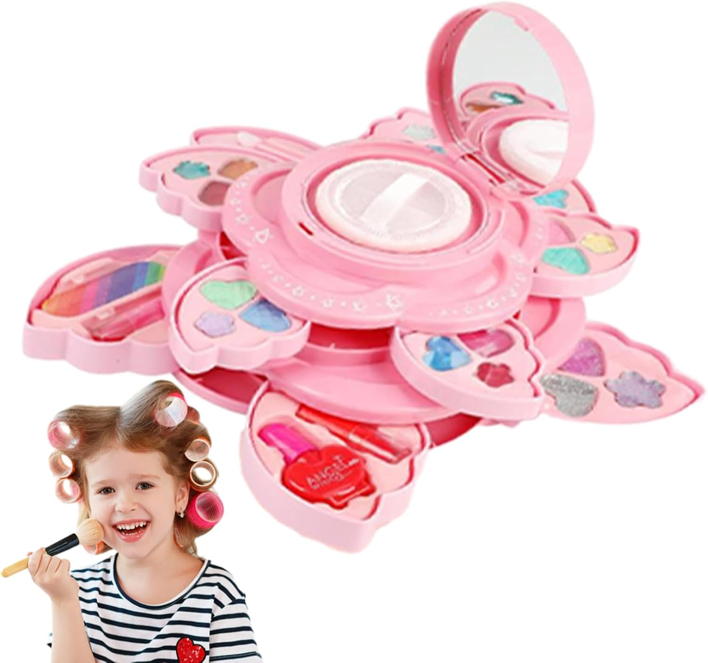 Angel Wings Makeup Toy Set Kids Face Beauty Pretend Play Toy Gift for Children Washable Cosmetic Toys for Little Girls | Cognitive Toy Makeup Playset for Kids for Nursery, Home, Early Education Centre Toynix