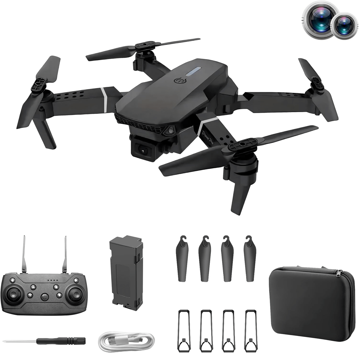 E88 PRO Drone with Dual Camera & LED Lights - Toynix
