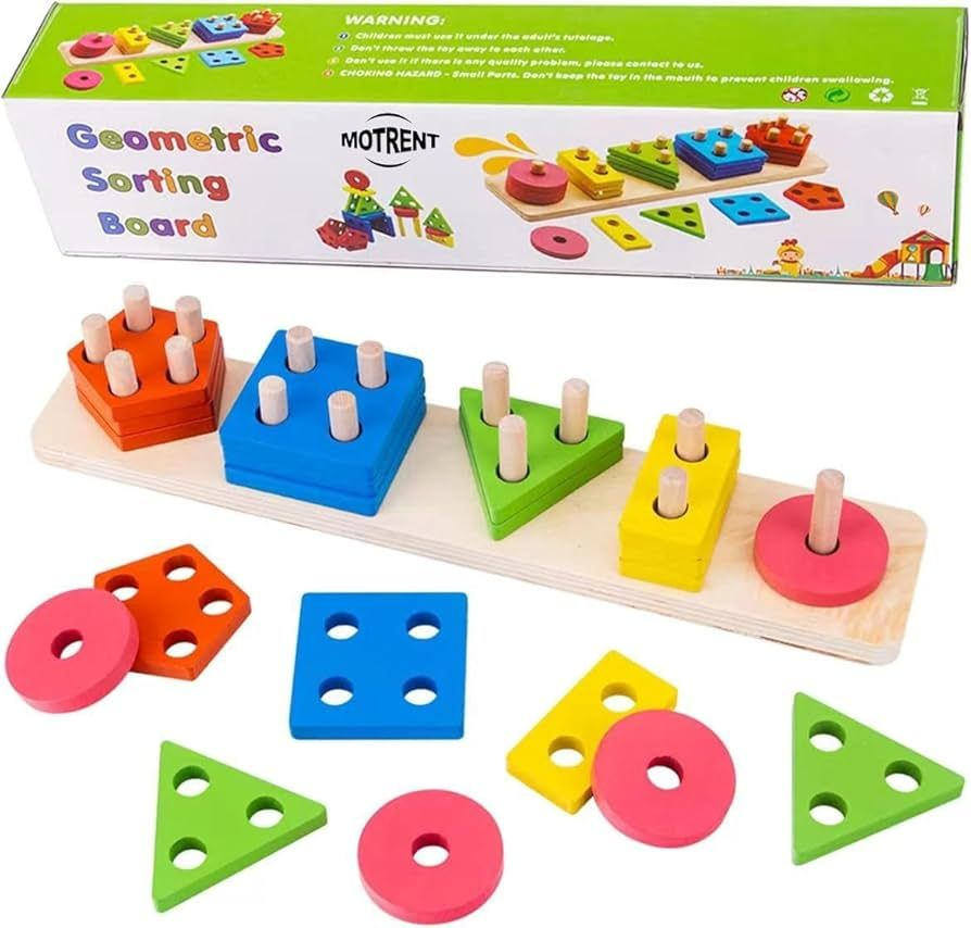 Wooden Educational Geometric Shape Blocks For Kids