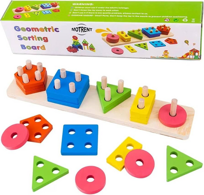 Wooden Educational Geometric Shape Blocks For Kids