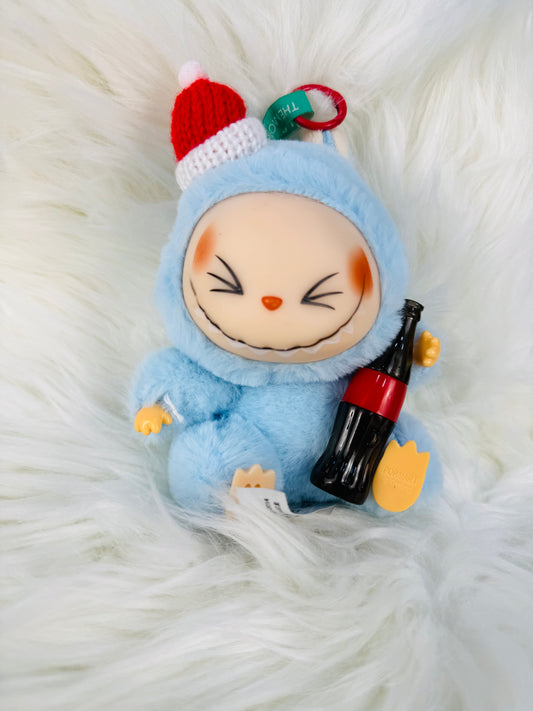 Labubu Monster Coca-Cola Series Plush Keychain - 1 PC (Blue)