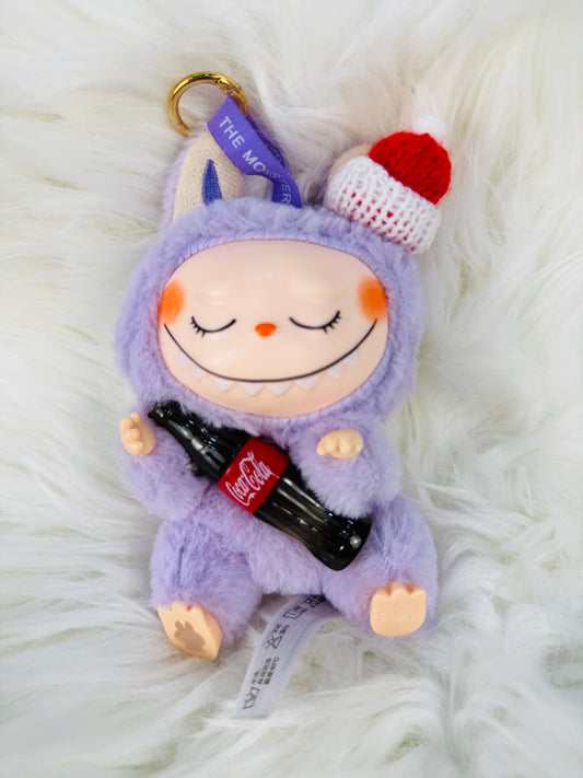 Labubu Monster Coca-Cola Series Plush Keychain - 1 PC (Purple)