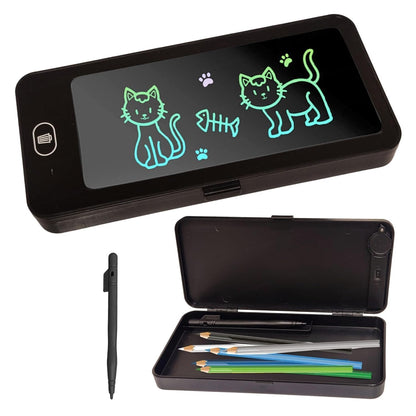 LCD Writing Tablet Pencil Box - Drawing Board Case with Erase Button - Toynix
