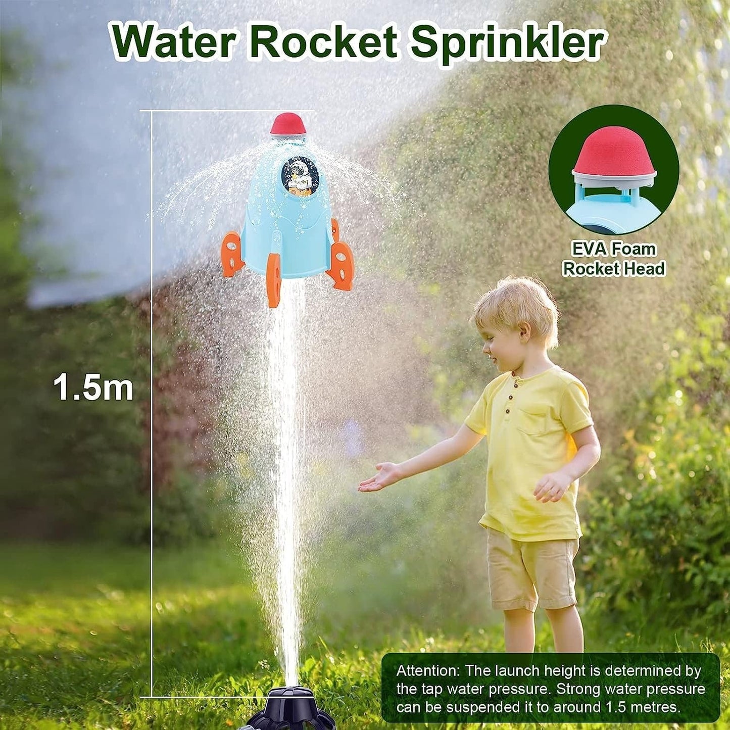 Outdoor Water Rocket Sprinkler—360 degree Rotation Rocket Water Spray - Toynix