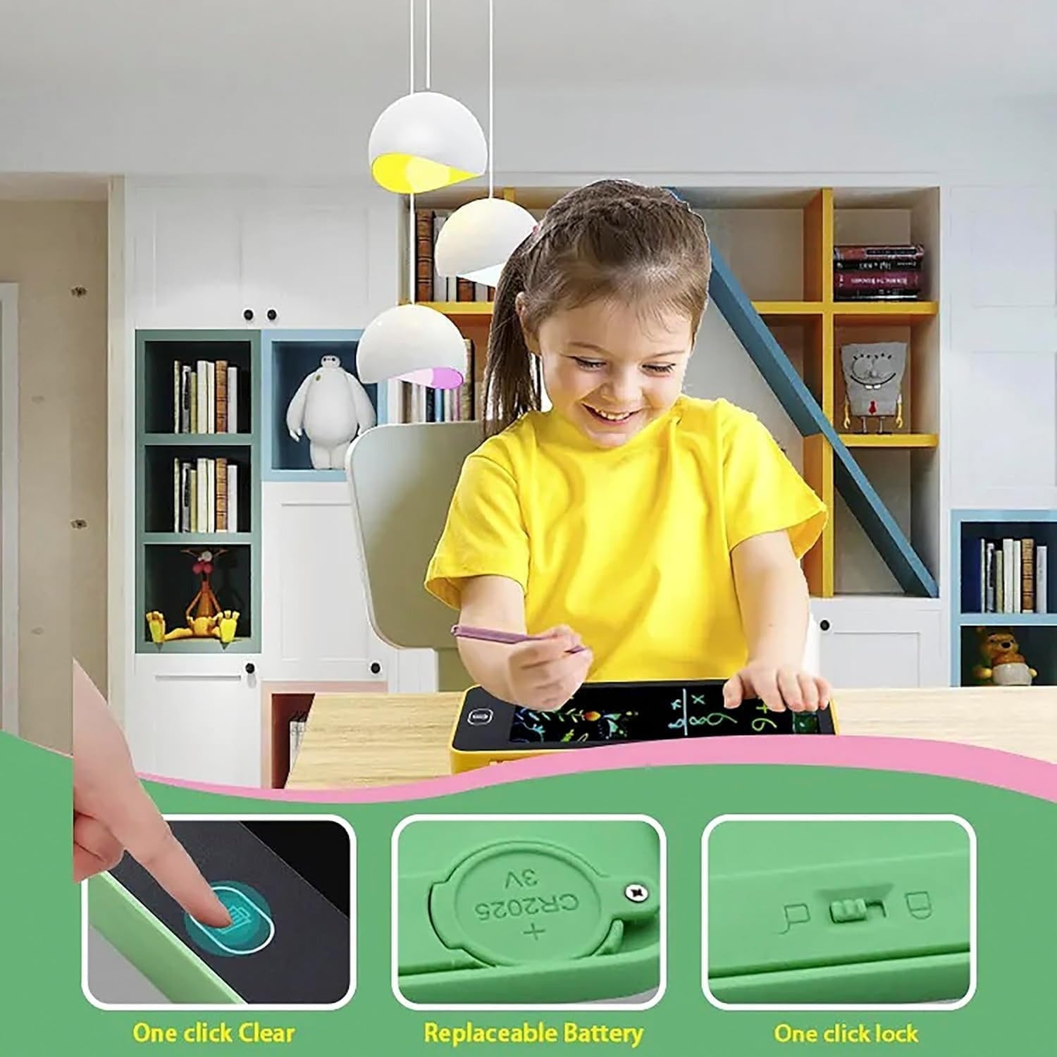 LCD Writing Tablet Pencil Box - Drawing Board Case with Erase Button - Toynix