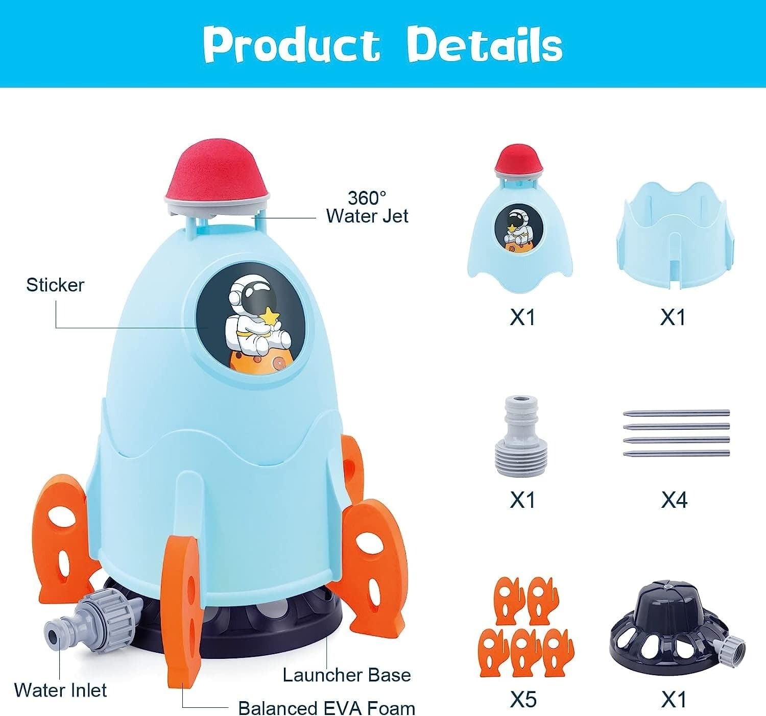 Outdoor Water Rocket Sprinkler—360 degree Rotation Rocket Water Spray - Toynix