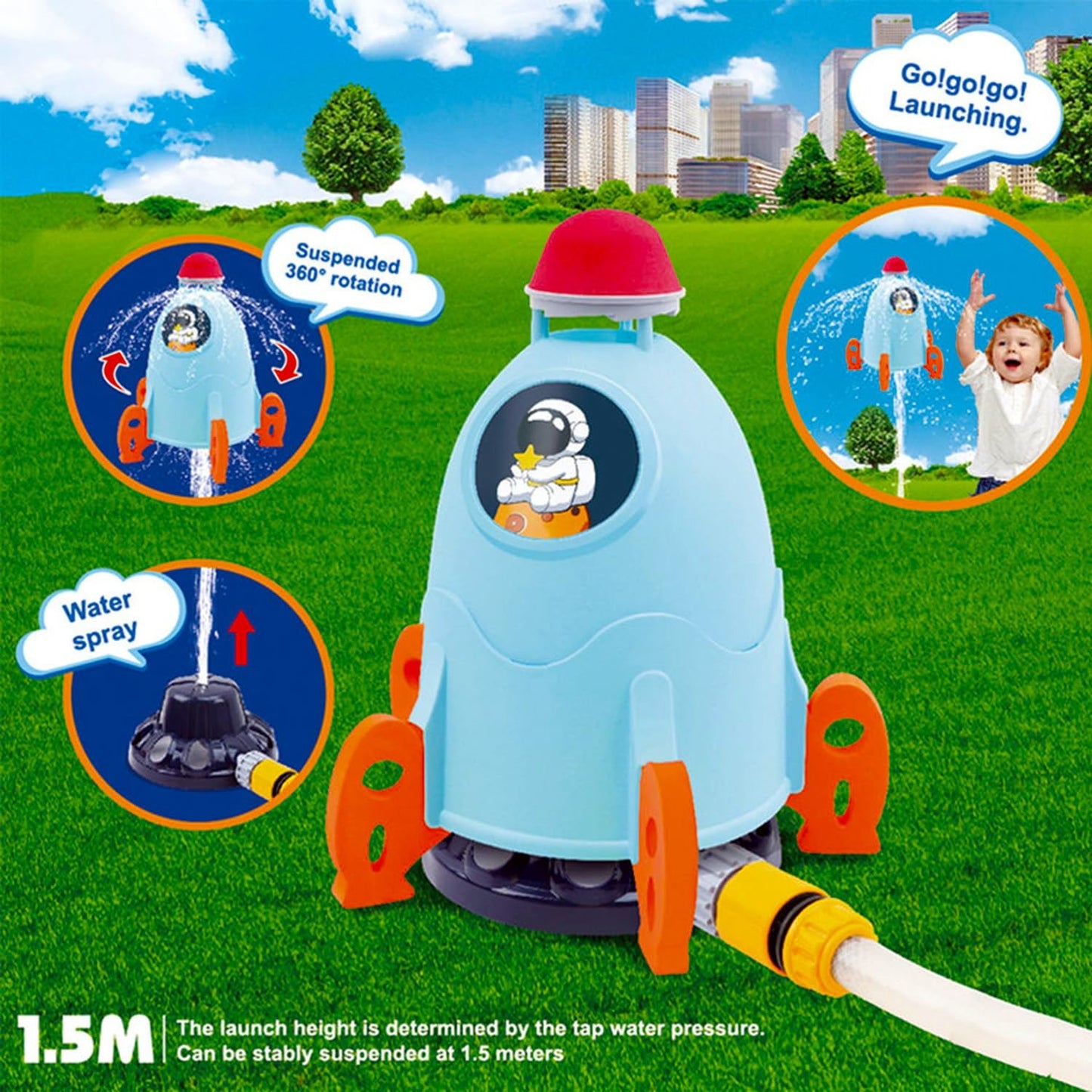 Outdoor Water Rocket Sprinkler—360 degree Rotation Rocket Water Spray - Toynix