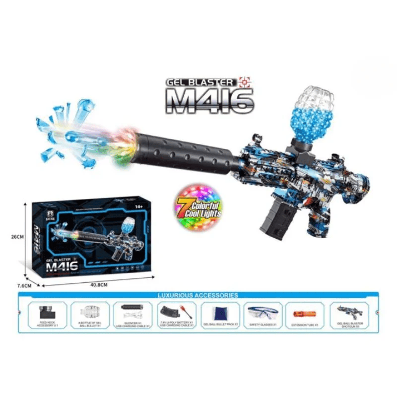 M416 Gel Blaster Rechargeable Electric Gun Toy With 1000 Pcs Gel Balls – Multi Color - Toynix