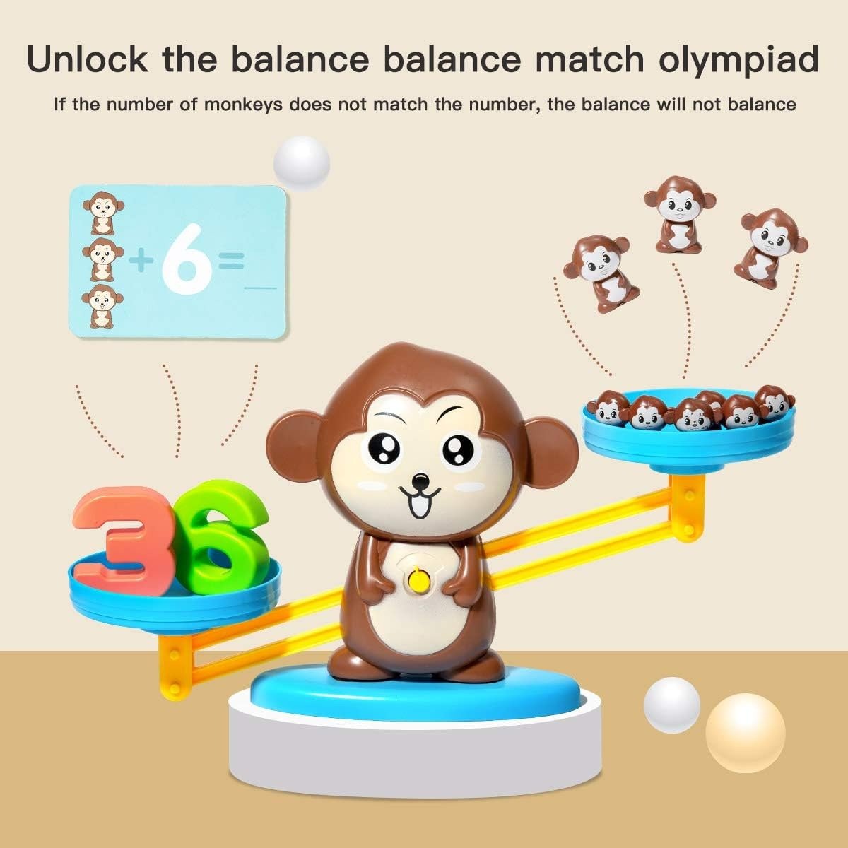 Weight Balance Learning Scale - Monkey Balance Game (Random Color) - Toynix