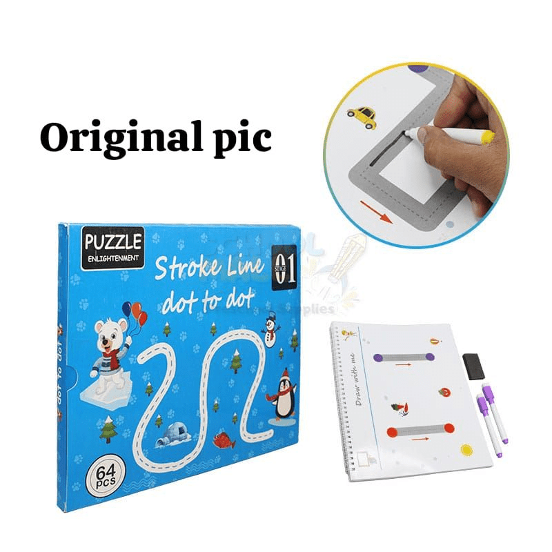 Stroke Line: Dot to dot Drawing & Writing Practice Book 64 Pages - Toynix